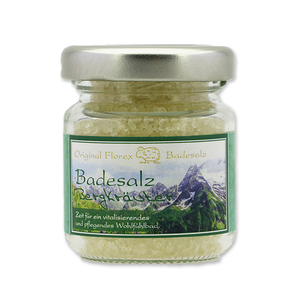 Bath salt 60g in a glass jar, Mountain herbs 