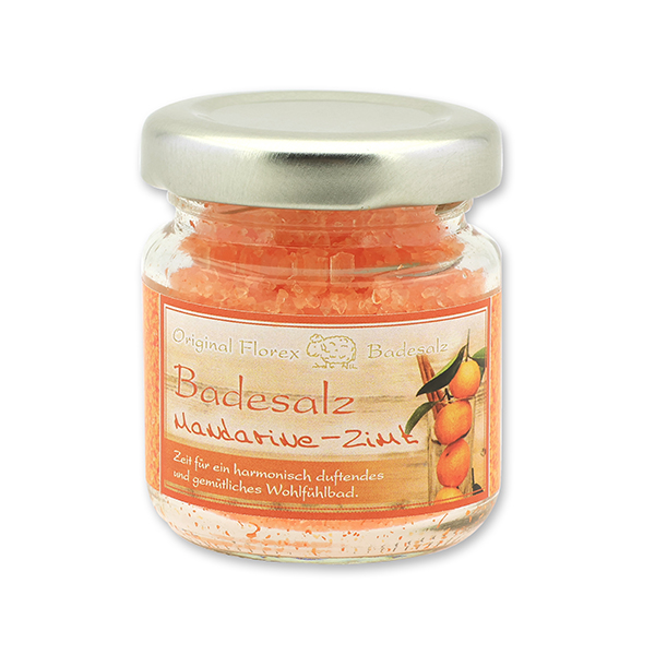 Bath salt 60g in a glass jar, Mandarin cinnamon 