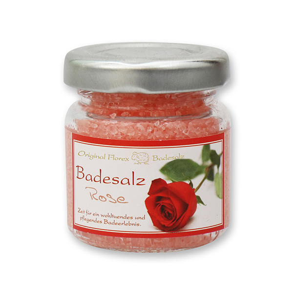 Bath salt 60g in a glass jar, Rose 