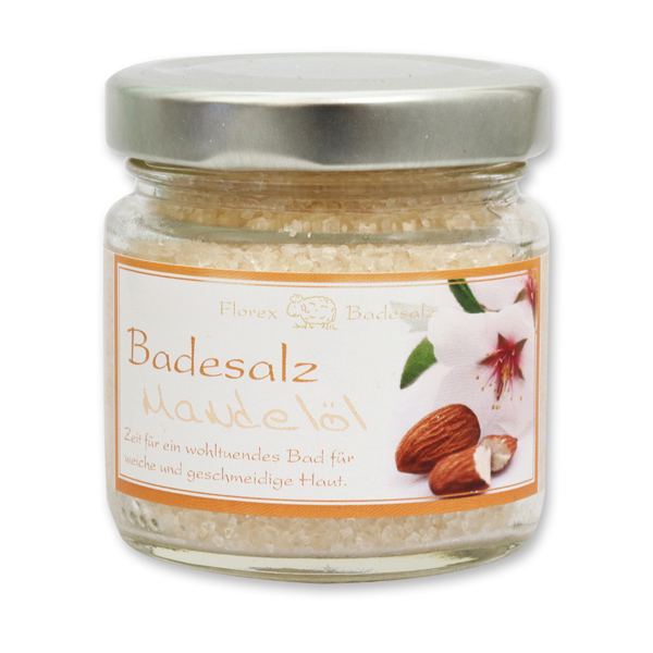 Bath salt 120g in a glass jar, Almond oil 