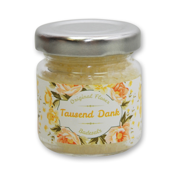 Bath salt 60g in a glass jar "Tausend Dank", Grapefruit 