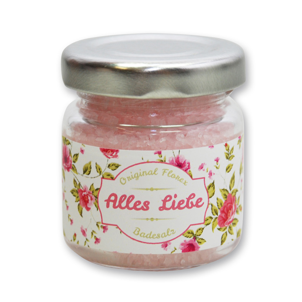 Badesalz 60g im Glas "Alles Liebe", Pfingstrose 