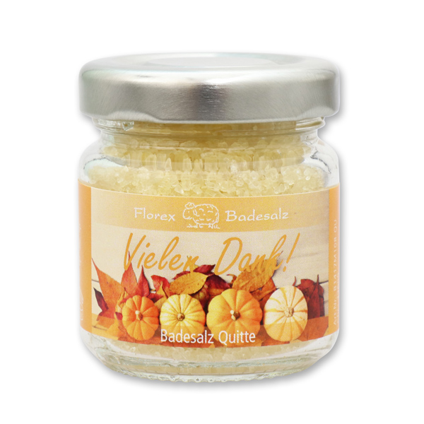 Bath salt 60g in a glass jar "Vielen Dank", Quince 