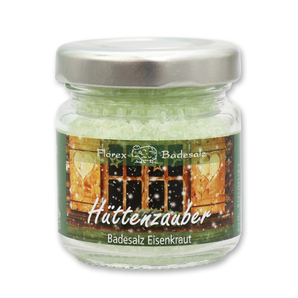 Bath salt 60g in a glass jar "Hüttenzauber", Verbena 