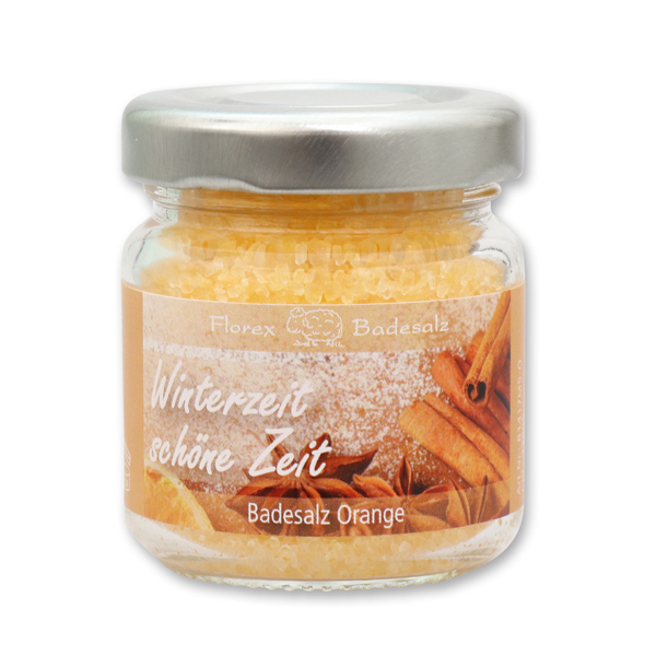 Bath salt 60g in a glass jar "Winterzeit, schöne Zeit", Orange 