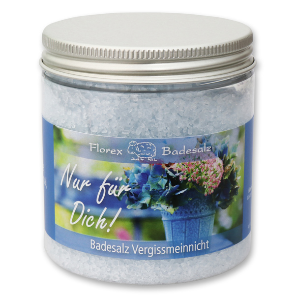Bath salt 300g in a container "Nur für Dich", Forget Me Not 