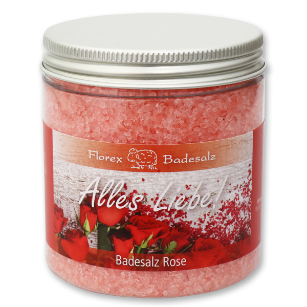Badesalz 300g in der Dose "Alles Liebe", Rose 