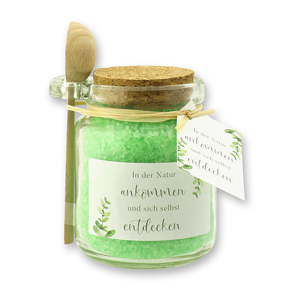 Badesalz 300g im Glas mit Holzlöffel "In der Natur...", Aloe Vera 