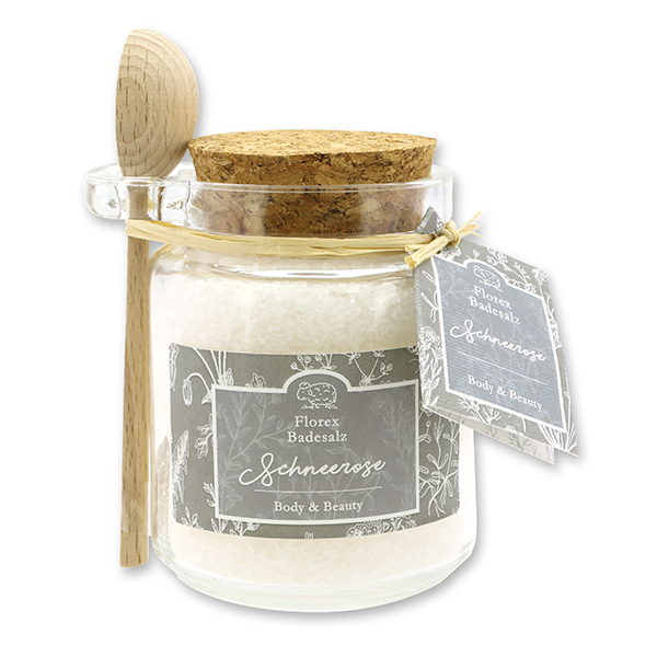 Badesalz "Florentine" 300g im Glas, Schneerose 