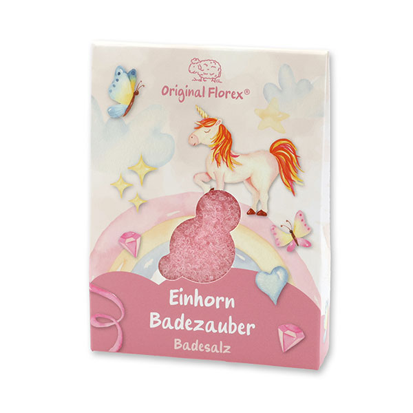 Badesalz 120g in Tasche "Einhorn Badezauber", Blütenzauber 