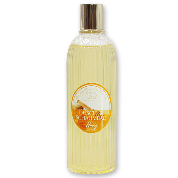 Shower- & foam bath with organic sheep milk 330ml in the bottle, Honey 