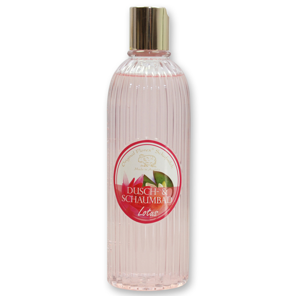 Shower- & foam bath with organic sheep milk 330ml in the bottle, Lotus 
