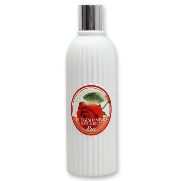 Pflegeshampoo Hair&Body mit biologischer Schafmilch 330ml in der Flasche, Rose rot 