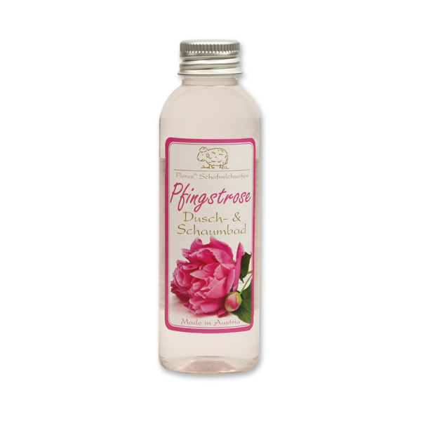 Shower- & foam bath with organic sheep milk 75ml, Peony 
