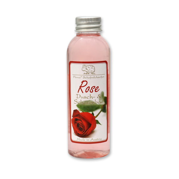 Shower- & foam bath with organic sheep milk 75ml, red Rose 