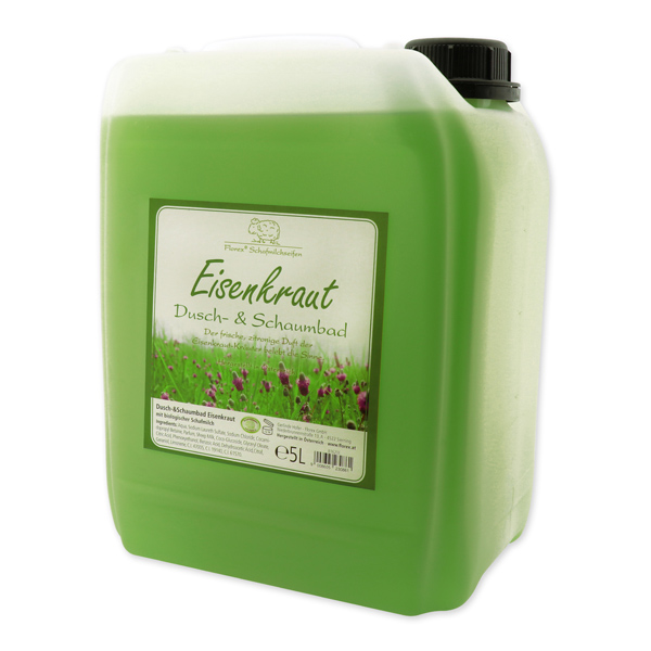 Shower- & foam bath with organic sheep milk refill 5L in a canister, Verbena 