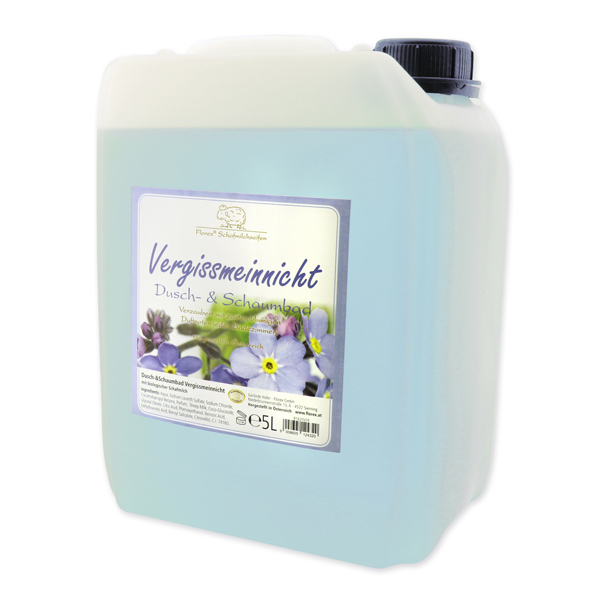 Dusch- & Schaumbad mit biologischer Schafmilch Nachfüller 5L im Kanister, Vergissmeinnicht 