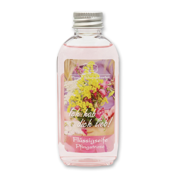 Flüssigseife mit Schafmilch 75ml "Ich hab dich lieb", Pfingstrose 