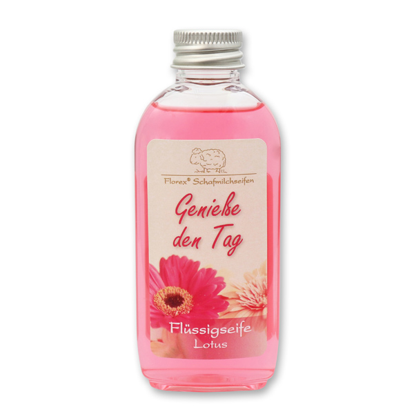 Liquid sheep milk soap 75ml "Genieße den Tag", Lotus 