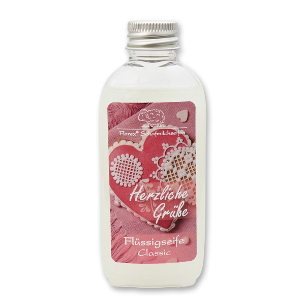 Liquid sheep milk soap 75ml "Herzliche Grüße", Classic 