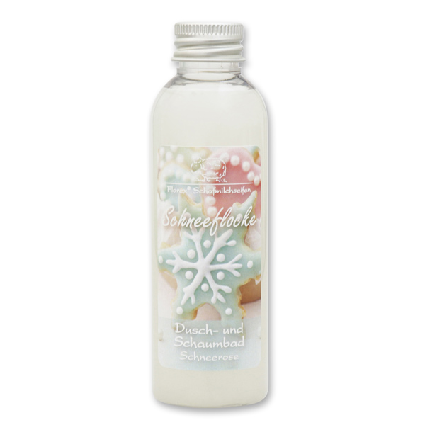 Shower- and foam bath with sheep milk 75ml "Schneeflocke", Christmas Rose White 