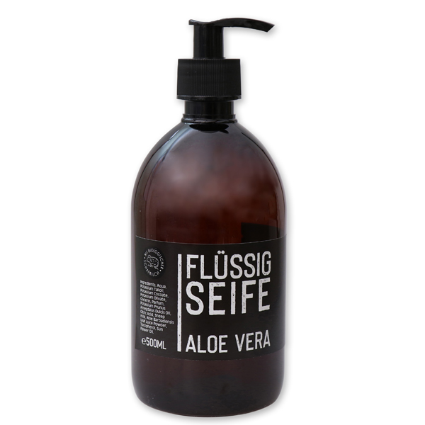Liquid plant oil soap with sheep milk 500ml "Black Edition", in a dispenser, Aloe vera 