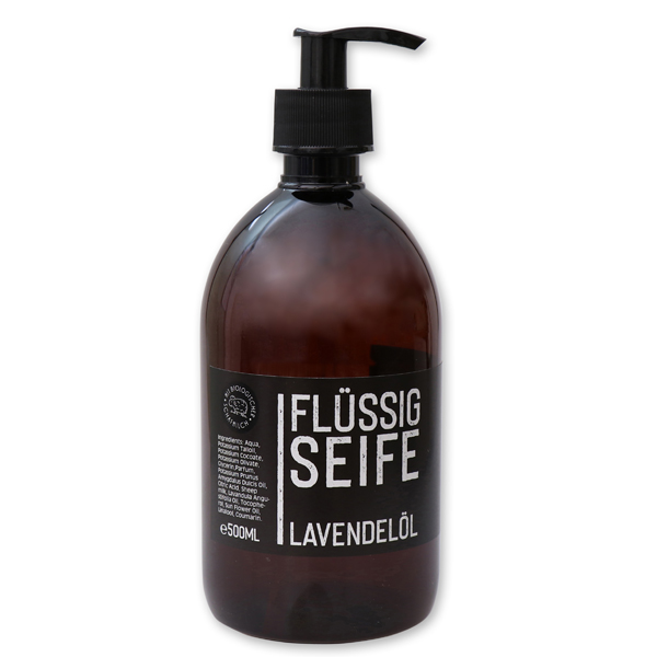 Echte flüssige Pflanzenölseife 500ml "Black Edition", Lavendel 