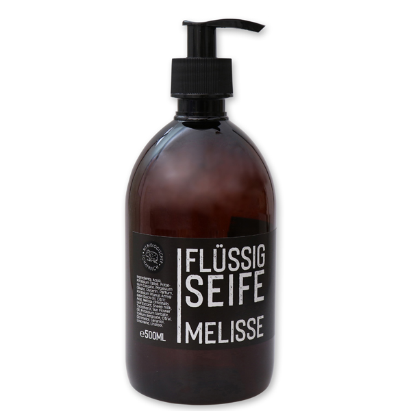 Echte flüssige Pflanzenölseife 500ml "Black Edition", Melisse 