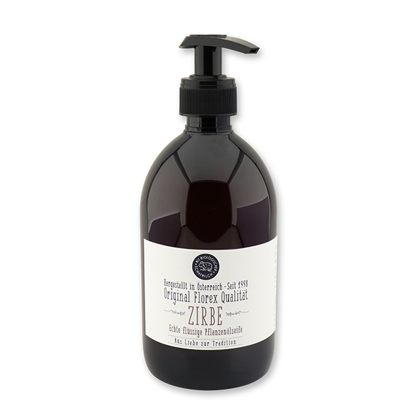 Echte flüssige Pflanzenölseife 500ml "Aus Liebe zur Tradition", Zirbe 