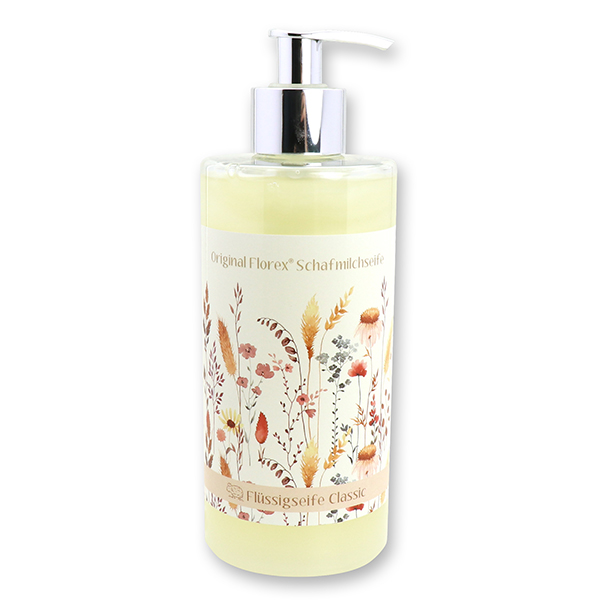 Liquid sheep milk soap 400ml in a dispenser 'Blütenzart' with design 1, Classic 