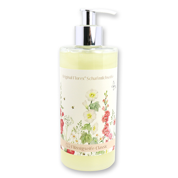 Liquid sheep milk soap 400ml in a dispenser 'Blütenzart' with design 7, Classic 
