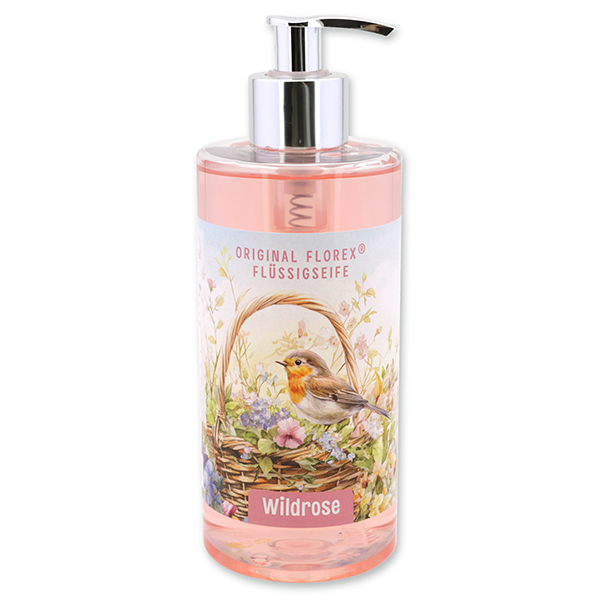 Flüssigseife mit Schafmilch 400ml "Naturzauber Motiv 11", Wildrose mit Blüten 