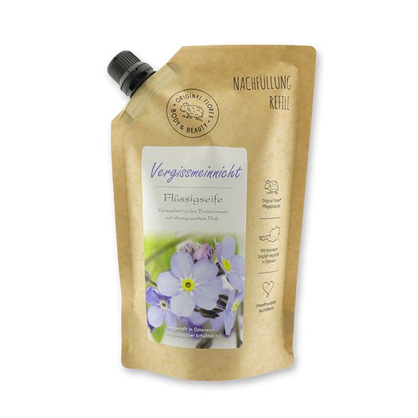 Liquid sheep milk soap 500ml in a refill-bag, Forget-me-not 