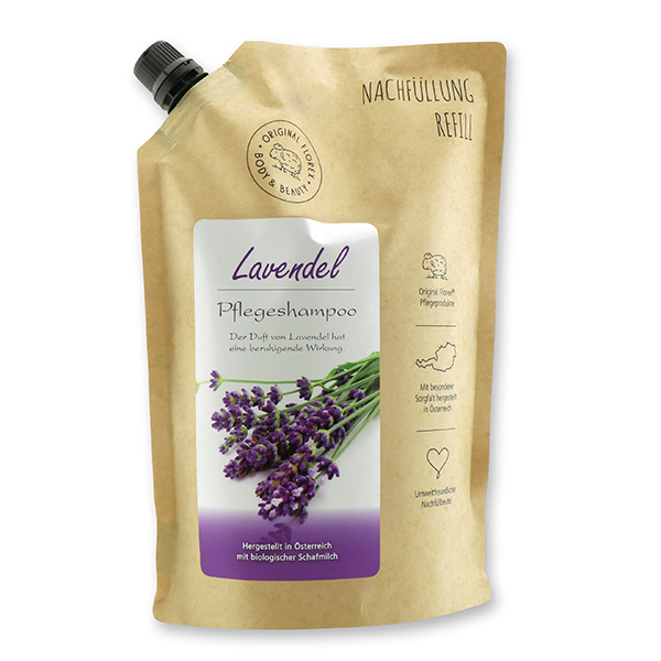 Shampoo hair&body with organic sheep milk 1L in a refill-bag, Lavender 