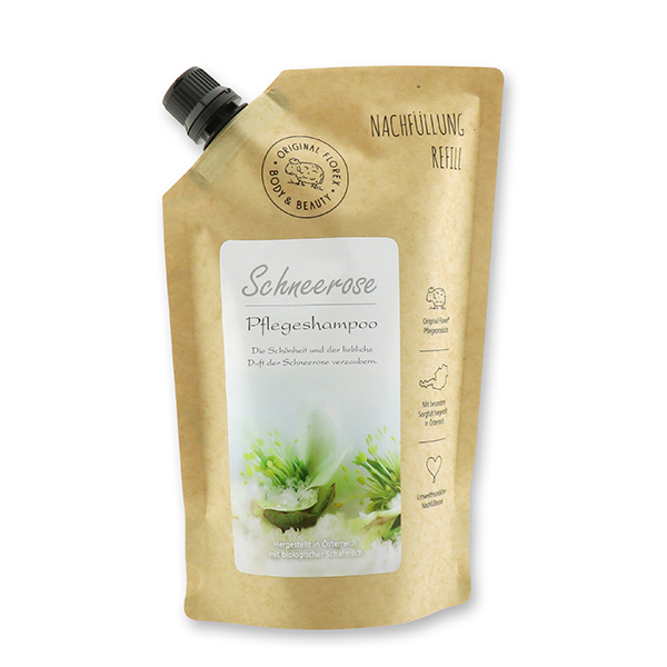 Shampoo hair&body with organic sheep milk 500ml in a refill-bag, Christmas rose white 