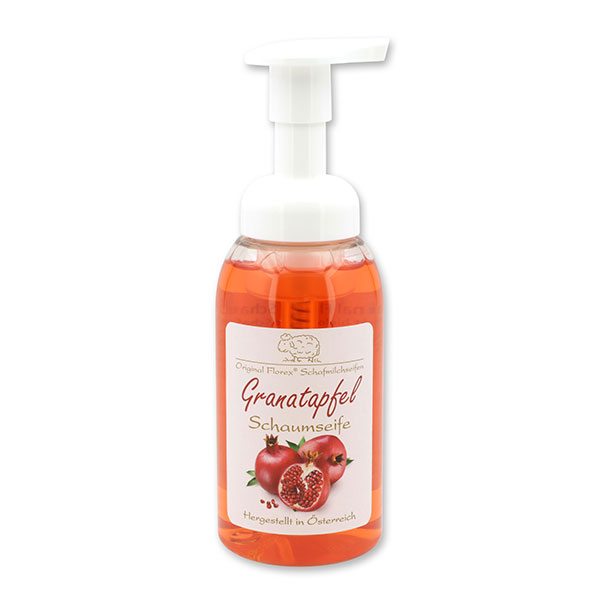 Schaumseife mit biologischer Schafmilch 300ml im Spender, Granatapfel 