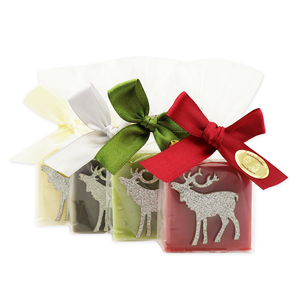 Sheep milk soap 35g decorated with  a deer in a cellophane, sorted 