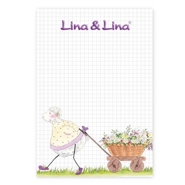 Lina's A5 pad, "Lina mit Blumenleiterwagerl" 