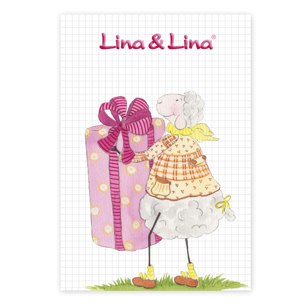 Lina's A5 pad, "Lina mit Geschenk" 