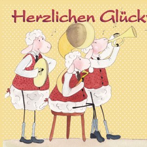 Lina's congratulation card with envelope, "Herzlichen Glückwunsch" 