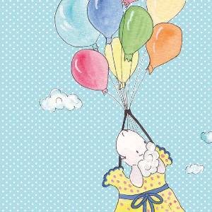 Lina's Grußkarte, "Lina mit Luftballons" 