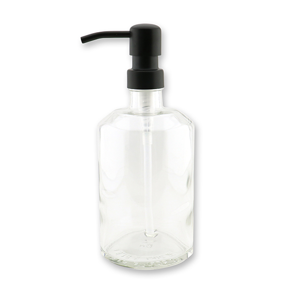 Glass bottle 500ml Chiara transparent with metal pump black 