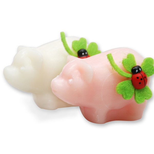 Sheep milk pig soap 40g decorated with a ladybug, Classic/peony 