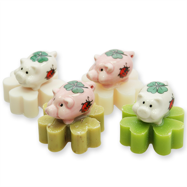 Sheep milk cloverleaf soap 25g decorated witha pig, sorted 