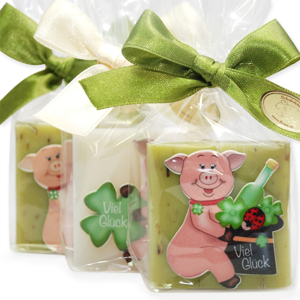 Sheep milk soap 35g decorated with a pig in a cellophane, Classic/verbena 