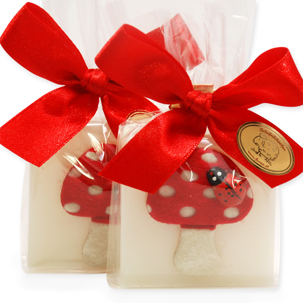 Sheep milk soap 35g decorated with a mushroom in cellophane, Classic 