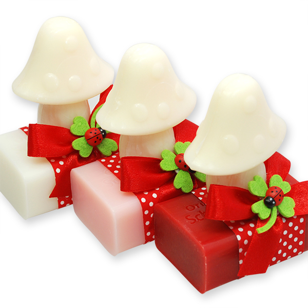 Sheep milk soap 100g decorated with a soap mushroom 50g, sorted 