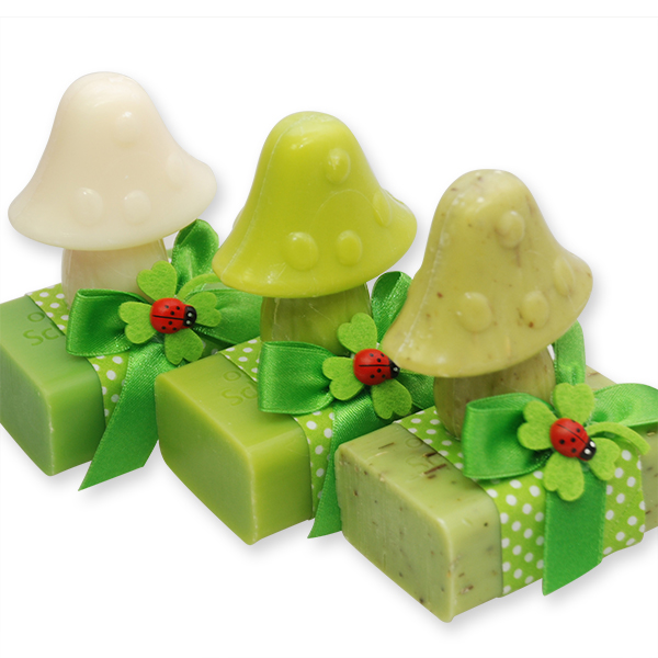 Sheep milk soap 100g decorated with a soap mushroom 50g, sorted 
