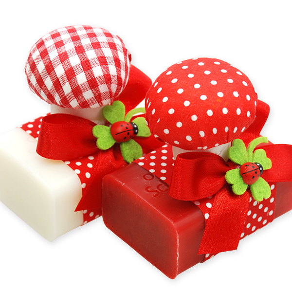 Sheep milk soap 100g decorated with mushroom, Classic/pomegranate 
