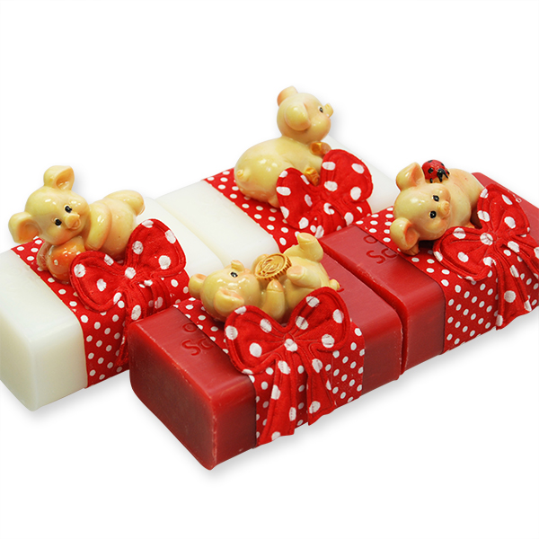 Sheep milk soap 100g decorated with a pig, Classic/pomegranate 
